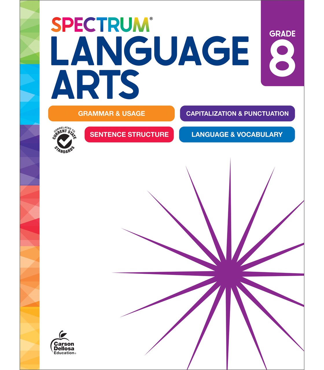 Spectrum Grade 8 Language Arts Workbook, ELA Middle School Books for Kids Ages 13-14 Covering Grammar, Vocabulary, Sentence Structure, Parts of Speech, and More, Classroom or Homeschool Curriculum